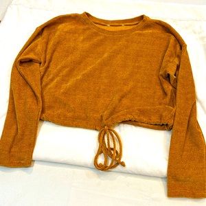 Pretty Soft Mustard Colored Sweater with String Tie Bottom - Size S/M